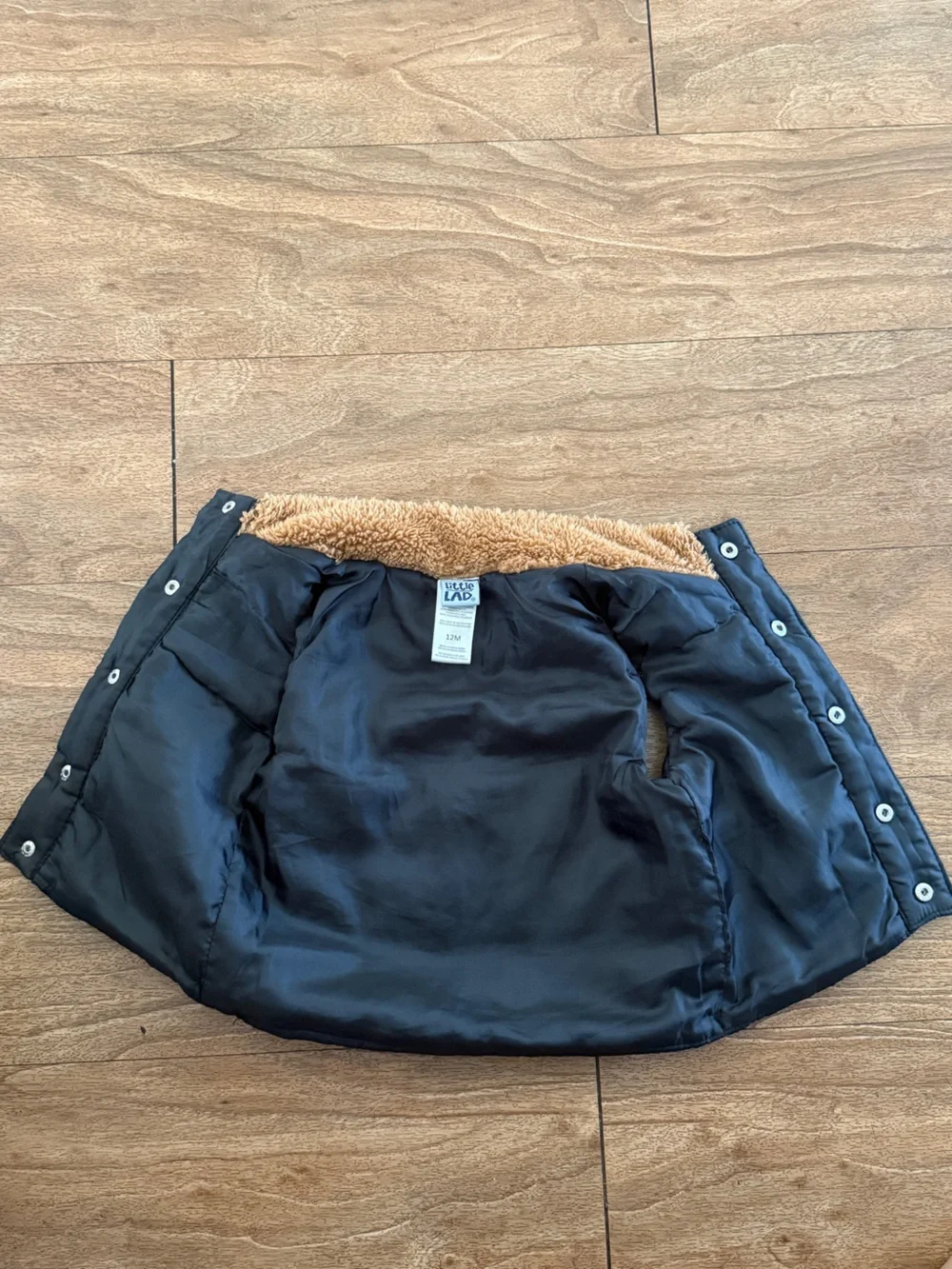 Children's Black Puffer Jacket with Snap Front